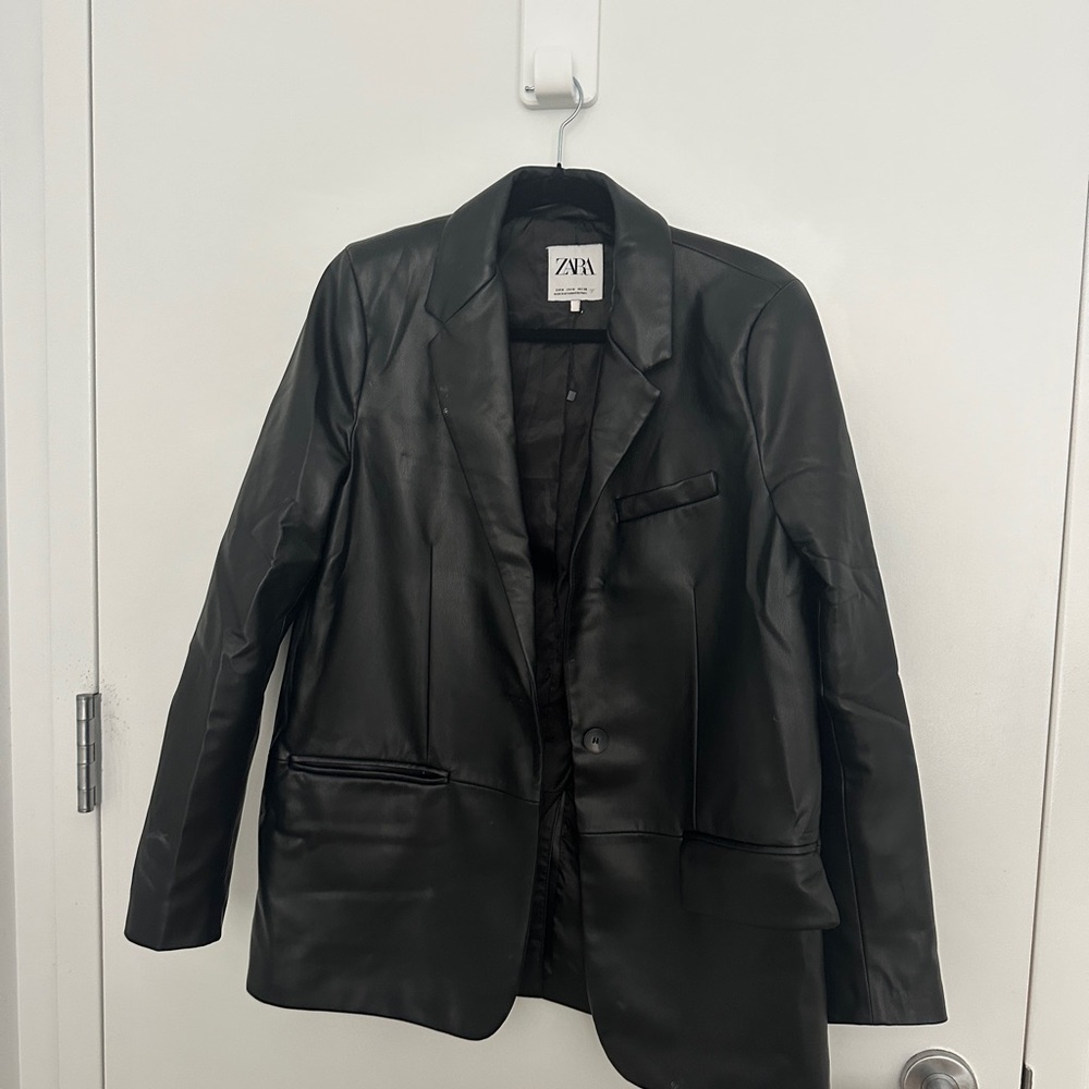 Zara Charcoal Faux Leather Jacket